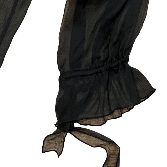 ROTATE Birger Christensen Sheer Ruffled Maxi Dress, Black, Medium - Picture 10 of 13